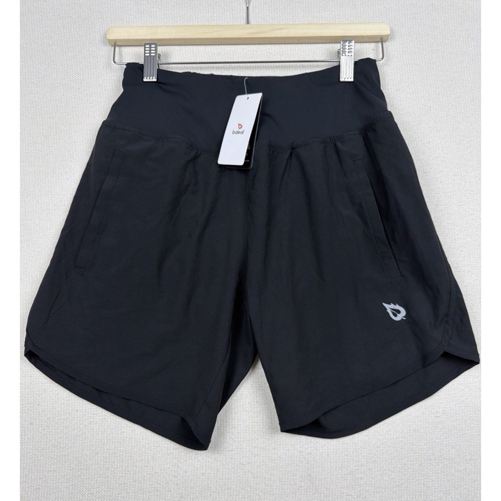 NWT Baleaf Athletic Black Brief Lined Running Shorts XS Zipper Pocket Workout